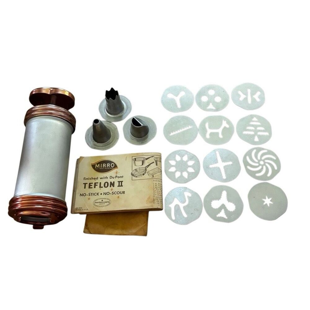 Vintage Small Mirro Cookie Press With Accessories